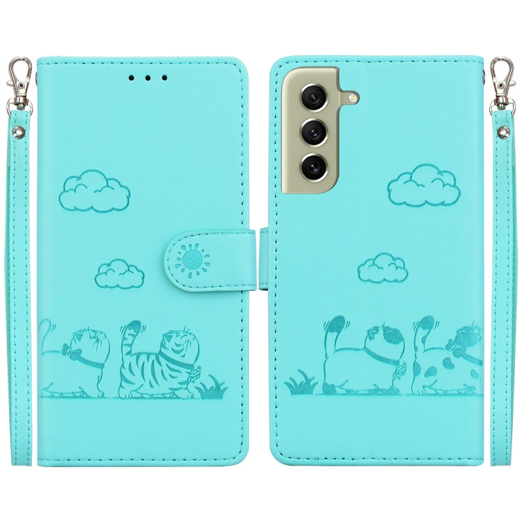 Custodia per telefono in pelle RFID con simpatici gatti, For Samsung Galaxy S21+ 5G, For Samsung Galaxy S21 Ultra 5G