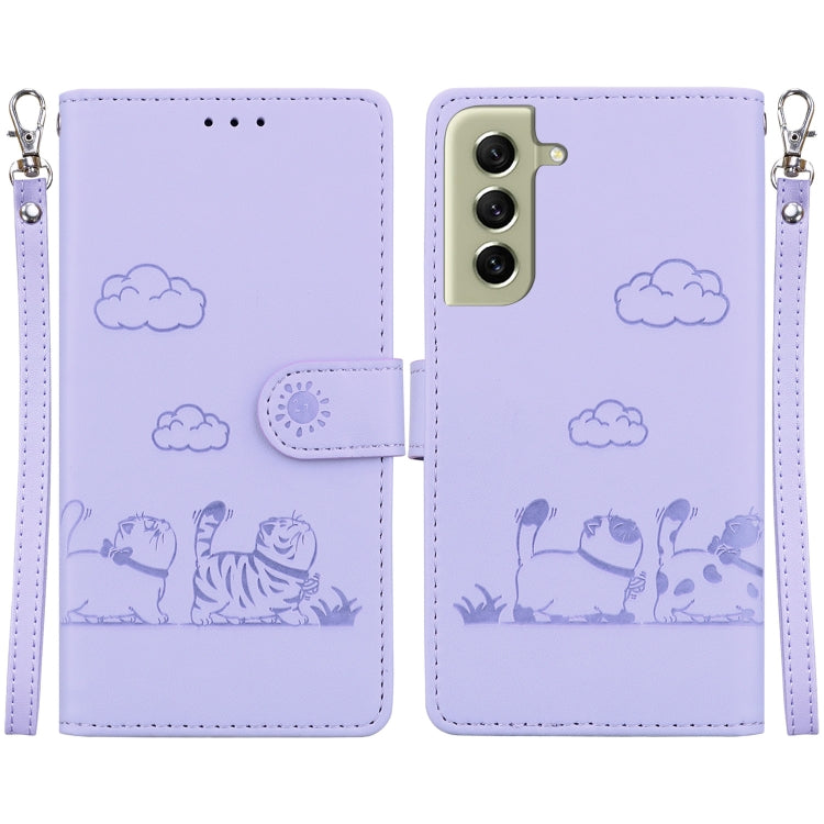 Custodia per telefono in pelle RFID con simpatici gatti, For Samsung Galaxy S21+ 5G, For Samsung Galaxy S21 Ultra 5G