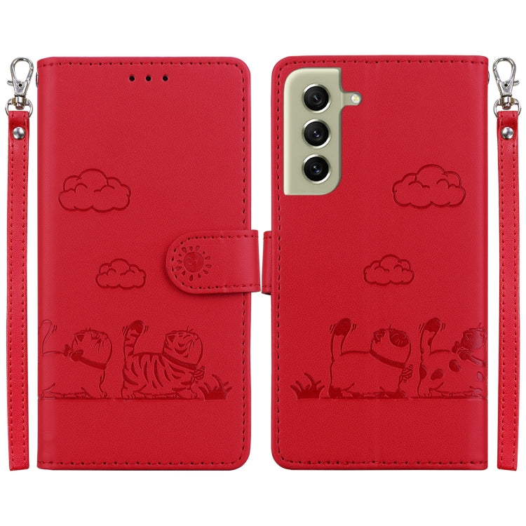 Custodia per telefono in pelle RFID con simpatici gatti, For Samsung Galaxy S21+ 5G, For Samsung Galaxy S21 Ultra 5G