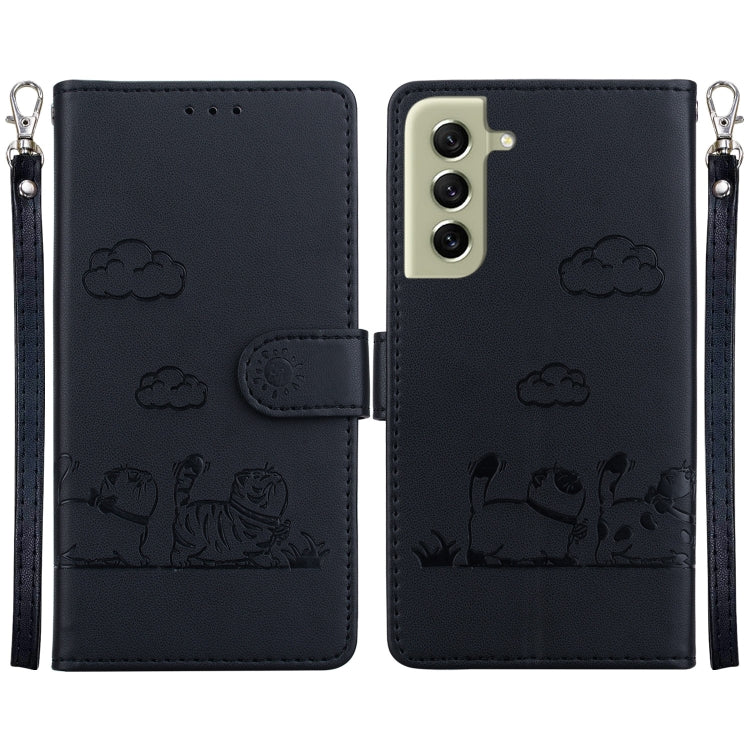 Custodia per telefono in pelle RFID con simpatici gatti, For Samsung Galaxy S22+ 5G, For Samsung Galaxy S22 5G, For Samsung Galaxy S21 FE 5G, For Samsung Galaxy S21 5G