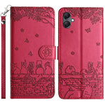 Custodia in pelle con motivo gatto per Samsung Galaxy A26 5G
