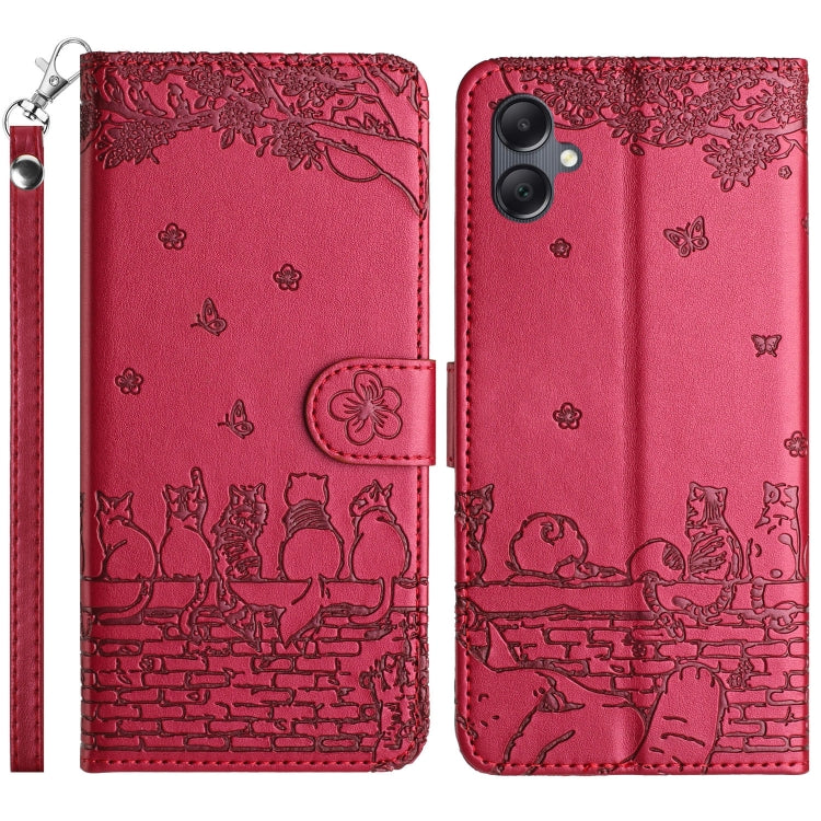 Custodia in pelle con motivo gatto per Samsung Galaxy A26 5G