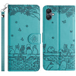 Custodia in pelle con motivo gatto per Samsung Galaxy A26 5G