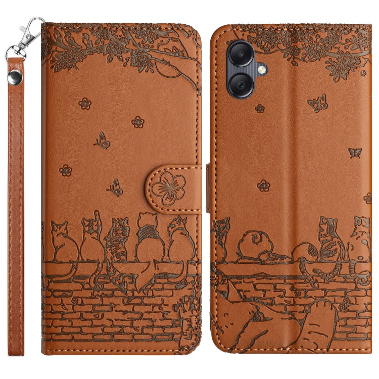 Custodia in pelle con motivo gatto per Samsung Galaxy A26 5G