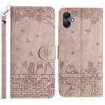 Custodia in pelle con motivo gatto per Samsung Galaxy A26 5G