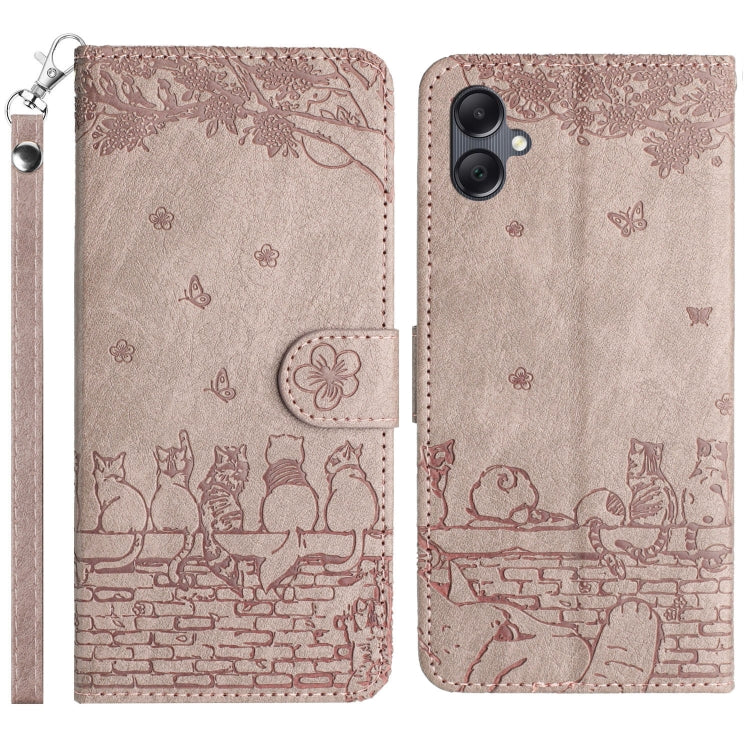 Custodia in pelle con motivo gatto per Samsung Galaxy A26 5G