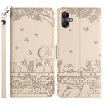 Custodia in pelle con motivo gatto per Samsung Galaxy A26 5G