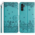 Custodia in pelle con motivo gatto per Samsung Galaxy A26 5G