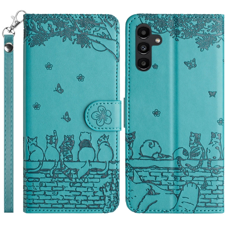 Custodia in pelle con motivo gatto per Samsung Galaxy A26 5G
