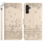Custodia in pelle con motivo gatto per Samsung Galaxy A26 5G