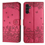 Custodia in pelle con motivo gatto per Samsung Galaxy A26 5G