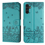 Custodia in pelle con motivo gatto per Samsung Galaxy A26 5G