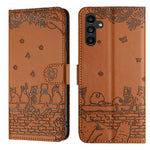 Custodia in pelle con motivo gatto per Samsung Galaxy A26 5G