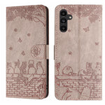Custodia in pelle con motivo gatto per Samsung Galaxy A26 5G