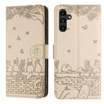 Custodia in pelle con motivo gatto per Samsung Galaxy A26 5G