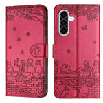 Custodia in pelle con motivo gatto per Samsung Galaxy A26 5G