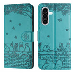 Custodia in pelle con motivo gatto per Samsung Galaxy A26 5G