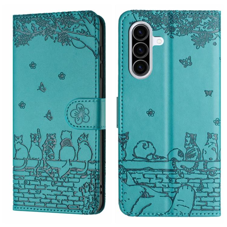 Custodia in pelle con motivo gatto per Samsung Galaxy A26 5G