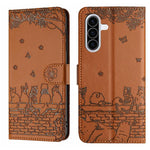 Custodia in pelle con motivo gatto per Samsung Galaxy A26 5G
