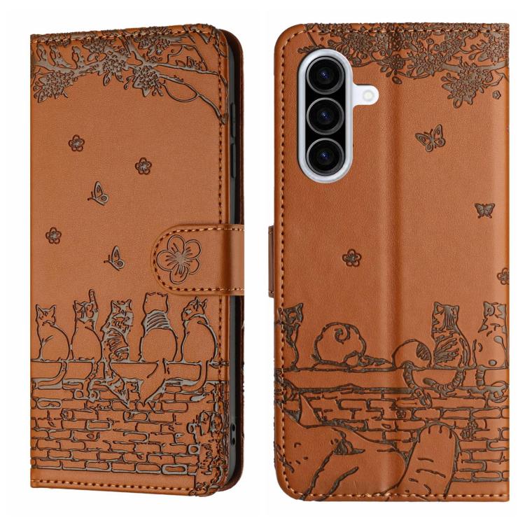 Custodia in pelle con motivo gatto per Samsung Galaxy A26 5G