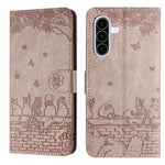Custodia in pelle con motivo gatto per Samsung Galaxy A26 5G