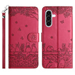Custodia in pelle con motivo gatto per Samsung Galaxy A57 5G