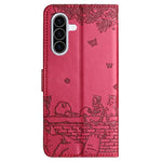 Custodia in pelle con motivo gatto per Samsung Galaxy A57 5G