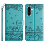 Custodia in pelle con motivo gatto per Samsung Galaxy A57 5G