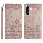Custodia in pelle con motivo gatto per Samsung Galaxy A57 5G