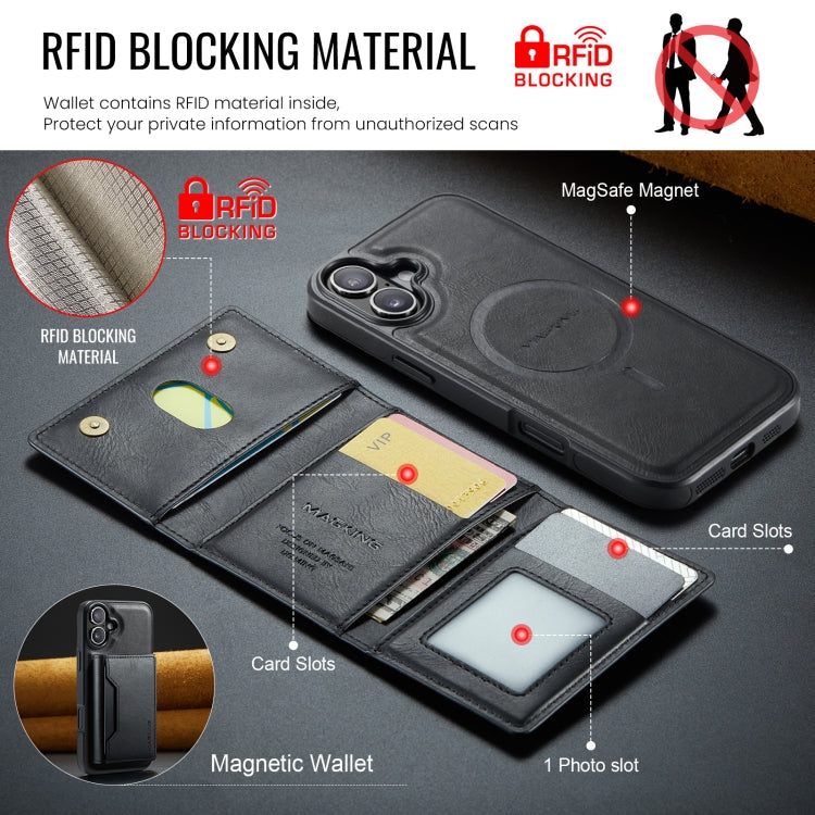 DG.MING MAGKING-K2 Series MagSafe RFID Card Bag Custodia per telefono staccabile, For iPhone 16, For iPhone 15 Pro Max, For iPhone 15 Pro, For iPhone 14 Plus