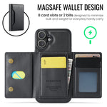 DG.MING MAGKING-K2 Series MagSafe RFID Card Bag Custodia per telefono staccabile, For iPhone 16, For iPhone 15 Pro Max, For iPhone 15 Pro, For iPhone 14 Plus