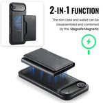 DG.MING MAGKING-K2 Series MagSafe RFID Card Bag Custodia per telefono staccabile, For iPhone Air, For iPhone 16 Pro Max, For iPhone 16 Pro, For iPhone 16 Plus