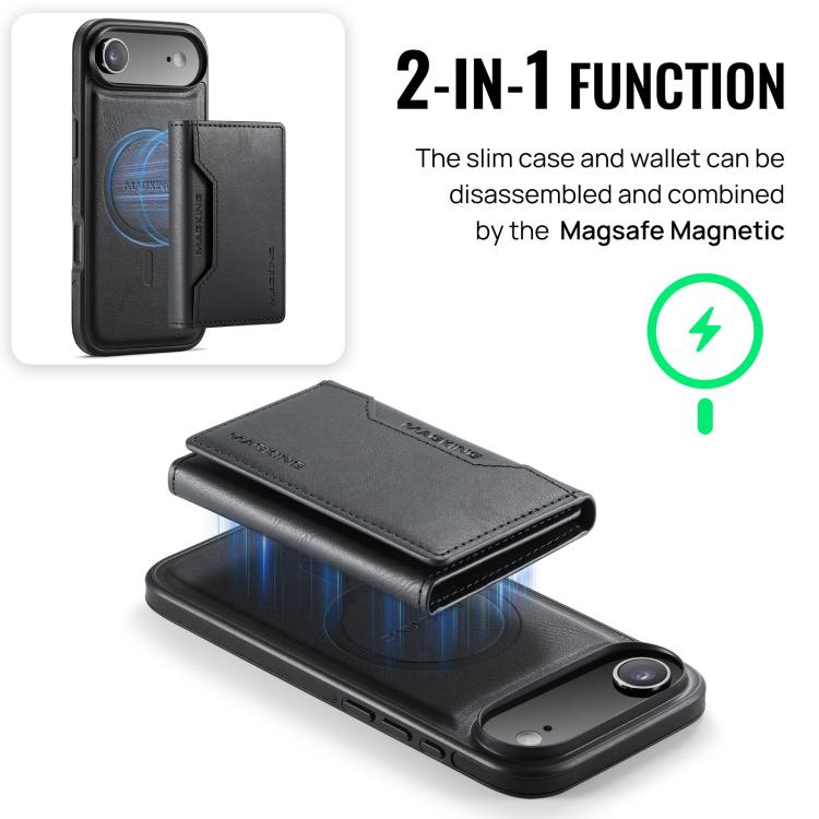 DG.MING MAGKING-K2 Series MagSafe RFID Card Bag Custodia per telefono staccabile, For iPhone Air, For iPhone 16 Pro Max, For iPhone 16 Pro, For iPhone 16 Plus
