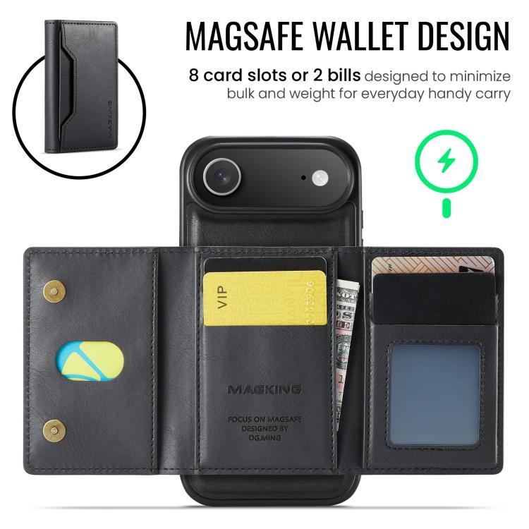 DG.MING MAGKING-K2 Series MagSafe RFID Card Bag Custodia per telefono staccabile, For iPhone Air, For iPhone 16 Pro Max, For iPhone 16 Pro, For iPhone 16 Plus