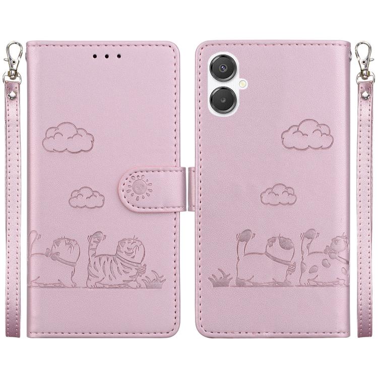 Custodia per telefono in pelle RFID con simpatici gatti, For Samsung Galaxy A25 5G, For Samsung Galaxy A25 5G / A25e JP Edition, For Samsung Galaxy A24 4G, For Samsung Galaxy A04e / F04 / M04