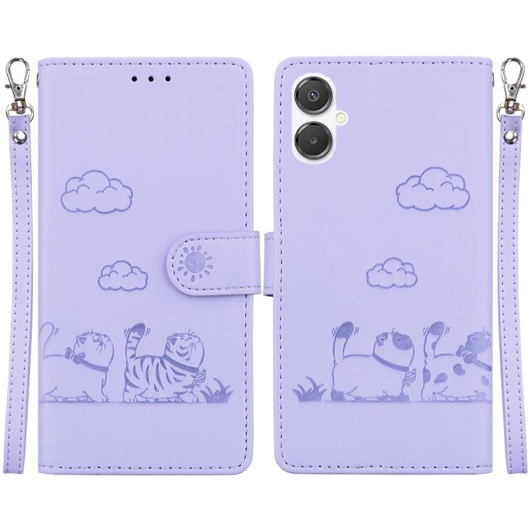 Custodia per telefono in pelle RFID con simpatici gatti, For Samsung Galaxy A25 5G, For Samsung Galaxy A25 5G / A25e JP Edition, For Samsung Galaxy A24 4G, For Samsung Galaxy A04e / F04 / M04