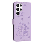Custodia in pelle per telefono con gattino in rilievo e cordino, For Samsung Galaxy S23 Ultra 5G, For Samsung Galaxy S23+ 5G, For Samsung Galaxy S23 5G, For Samsung Galaxy S22 Ultra 5G