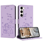 Custodia in pelle per telefono con gattino in rilievo e cordino, For Samsung Galaxy S23 Ultra 5G, For Samsung Galaxy S23+ 5G, For Samsung Galaxy S23 5G, For Samsung Galaxy S22 Ultra 5G