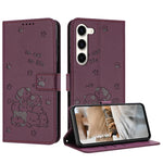 Custodia in pelle per telefono con gattino in rilievo e cordino, For Samsung Galaxy S23 Ultra 5G, For Samsung Galaxy S23+ 5G, For Samsung Galaxy S23 5G, For Samsung Galaxy S22 Ultra 5G