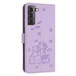 Custodia in pelle per telefono con gattino in rilievo e cordino, For Samsung Galaxy S22+ 5G, For Samsung Galaxy S22 5G, For Samsung Galaxy S21 FE 5G, For Samsung Galaxy S21 5G