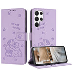 Custodia in pelle per telefono con gattino in rilievo e cordino, For Samsung Galaxy S25 Ultra 5G, For Samsung Galaxy S24 FE 5G, For Samsung Galaxy S24 Ultra 5G, For Samsung Galaxy S23 FE 5G
