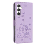Custodia in pelle per telefono con gattino in rilievo e cordino, For Samsung Galaxy S25 FE 5G, For Samsung Galaxy S25 Edge 5G, For Samsung Galaxy S25 / S24 5G, For Samsung Galaxy S25+ / S24+ 5G