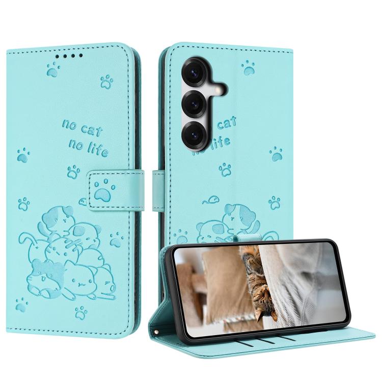 Custodia in pelle per telefono con gattino in rilievo e cordino, For Galaxy S26 FE 5G, For Samsung Galaxy S26+ 5G, For Samsung Galaxy S26 Ultra 5G, For Samsung Galaxy S26 5G