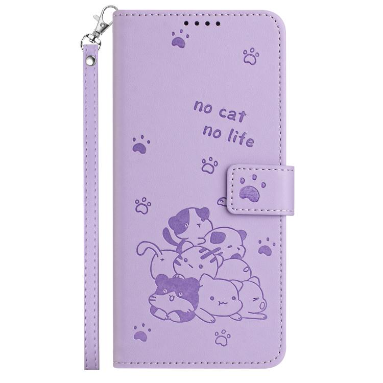 Custodia in pelle per telefono con gattino in rilievo e cordino, For Galaxy S26 FE 5G, For Samsung Galaxy S26+ 5G, For Samsung Galaxy S26 Ultra 5G, For Samsung Galaxy S26 5G