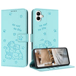 Custodia in pelle per telefono con gattino in rilievo e cordino, For Samsung Galaxy A56 5G, For Samsung Galaxy A36 5G, For Samsung Galaxy A16 5G, For Samsung Galaxy A06 4G