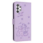 Custodia in pelle per telefono con gattino in rilievo e cordino, For Samsung Galaxy A13 5G / 4G, For Samsung Galaxy A53 5G, For Samsung Galaxy A73 5G, For Samsung Galaxy A03 Core