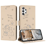 Custodia in pelle per telefono con gattino in rilievo e cordino, For Samsung Galaxy A13 5G / 4G, For Samsung Galaxy A53 5G, For Samsung Galaxy A73 5G, For Samsung Galaxy A03 Core