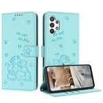 Custodia in pelle per telefono con gattino in rilievo e cordino, For Samsung Galaxy A13 5G / 4G, For Samsung Galaxy A53 5G, For Samsung Galaxy A73 5G, For Samsung Galaxy A03 Core