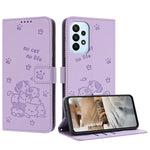 Custodia in pelle per telefono con gattino in rilievo e cordino, For Samsung Galaxy A13 5G / 4G, For Samsung Galaxy A53 5G, For Samsung Galaxy A73 5G, For Samsung Galaxy A03 Core