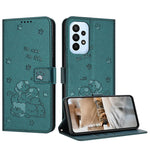 Custodia in pelle per telefono con gattino in rilievo e cordino, For Samsung Galaxy A13 5G / 4G, For Samsung Galaxy A53 5G, For Samsung Galaxy A73 5G, For Samsung Galaxy A03 Core
